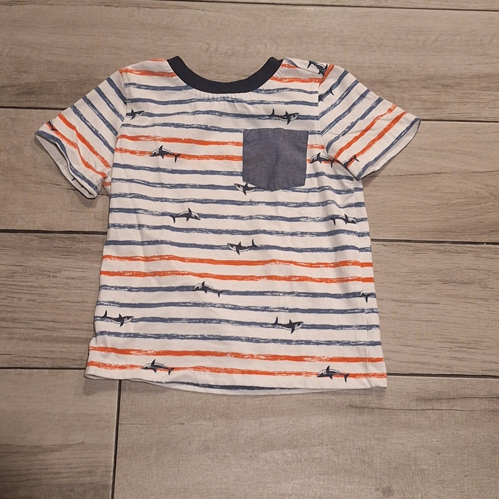 🍁Kids Headquarters shark print striped tee☃️